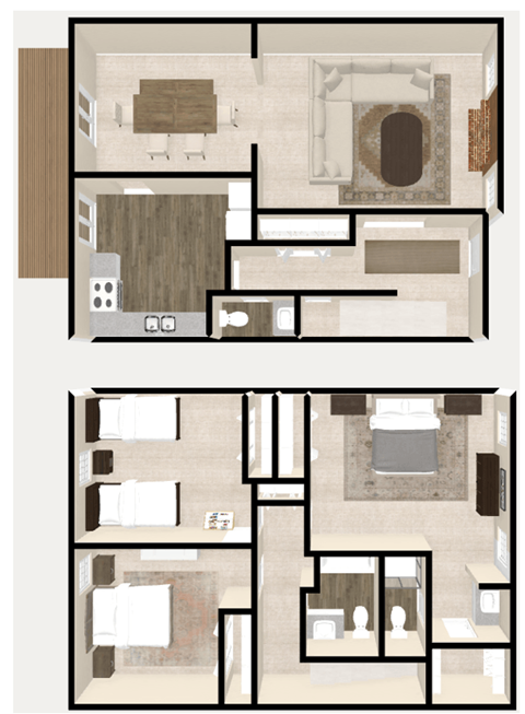 a floor plan of a house with two different floors
